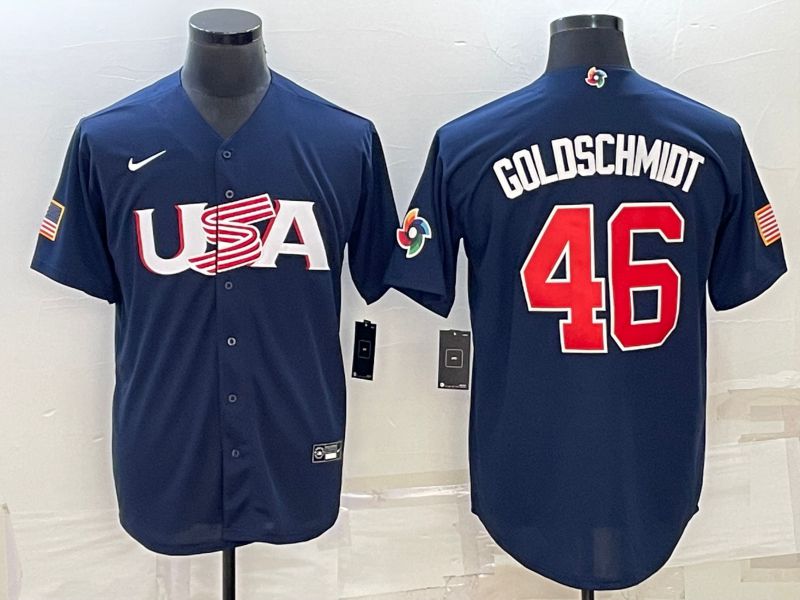 Men 2023 World Cub USA #46 Goldschmidt Blue Nike MLB Jersey7->more jerseys->MLB Jersey